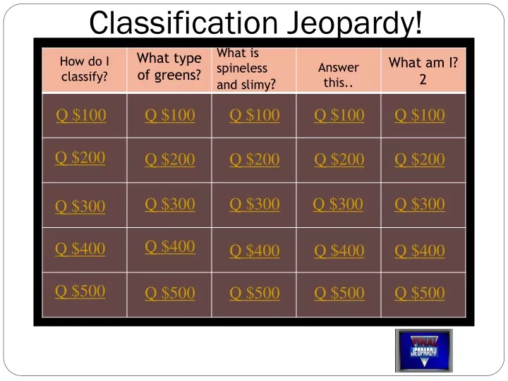 classification jeopardy