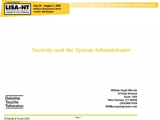 Security and the System Administrator