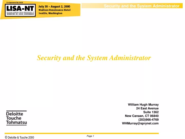 security and the system administrator