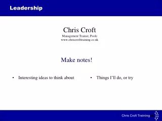 Chris Croft Management Trainer, Poole chriscrofttraining.co.uk