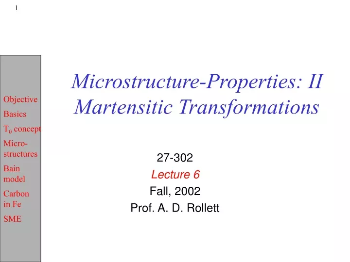 microstructure properties ii martensitic transformations