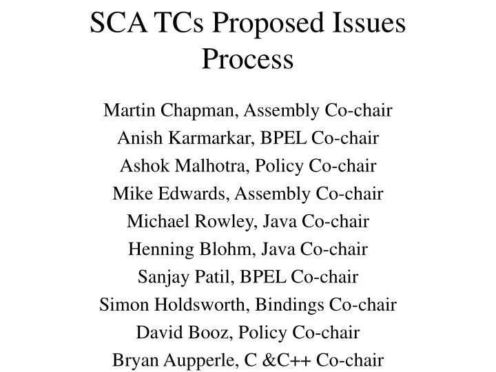 sca tcs proposed issues process