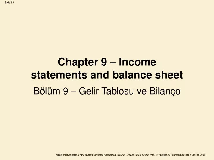 chapter 9 income statements and balance sheet