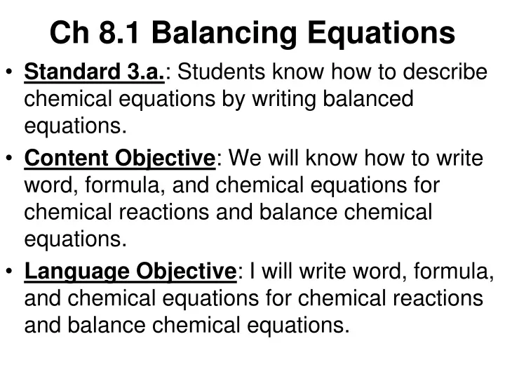 ch 8 1 balancing equations