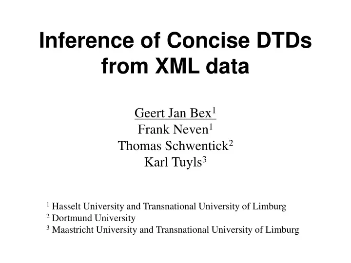 inference of concise dtds from xml data
