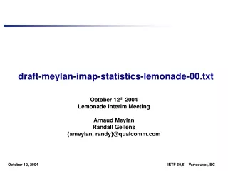 draft-meylan-imap-statistics-lemonade-00.txt