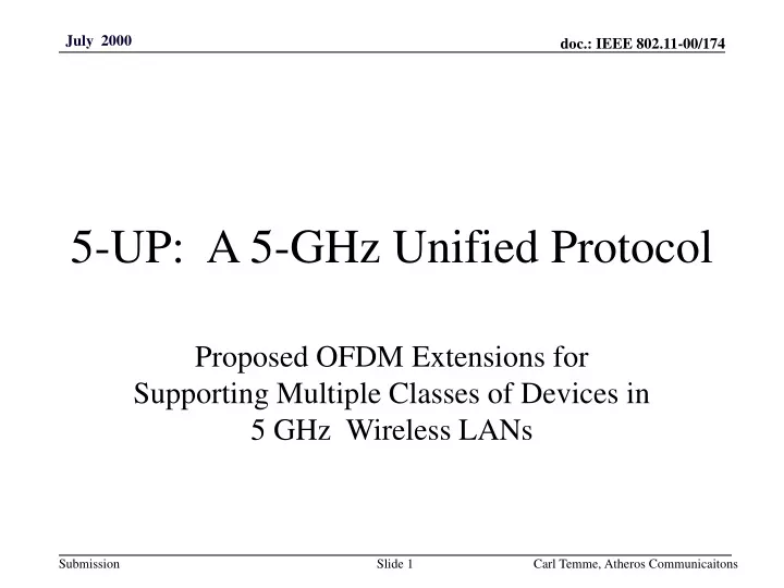 5 up a 5 ghz unified protocol