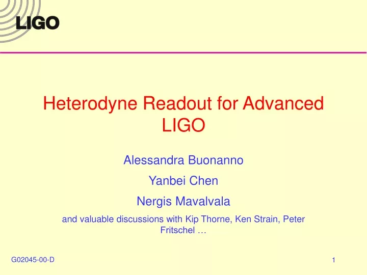 heterodyne readout for advanced ligo