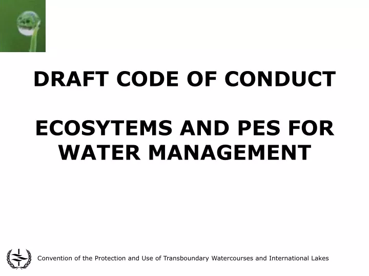 draft code of conduct ecosytems and pes for water management