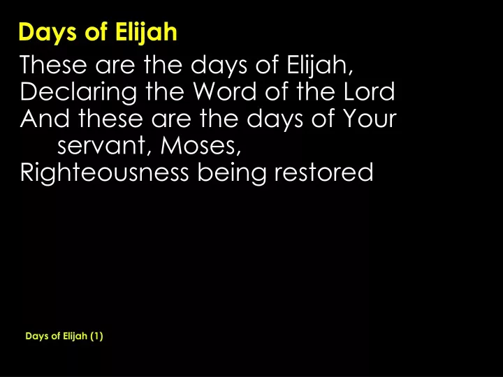 days of elijah