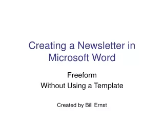 Creating a Newsletter in Microsoft Word
