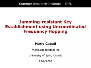 Summer Research Institute  -  EPFL