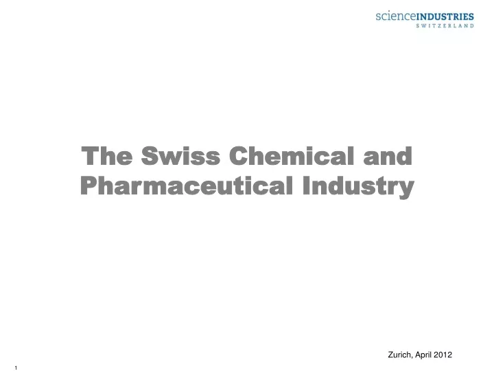 the swiss chemical and pharmaceutical industry