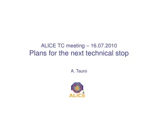 ALICE TC meeting – 16.07.2010 Plans for the next technical stop