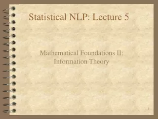 Statistical NLP: Lecture 5