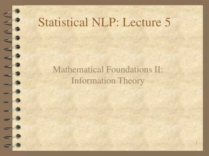 statistical nlp lecture 5