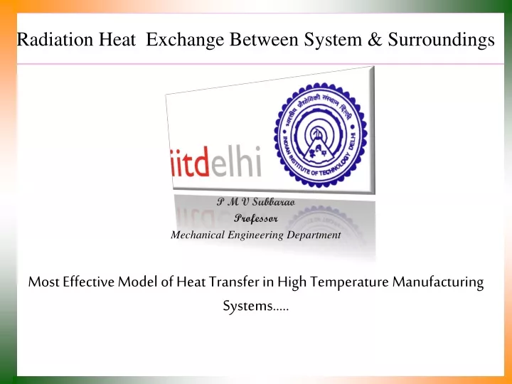 radiation heat exchange between system surroundings
