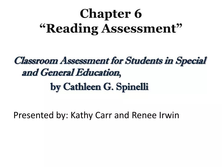 chapter 6 reading assessment