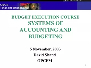 BUDGET EXECUTION COURSE SYSTEMS OF  ACCOUNTING AND BUDGETING