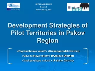 Development Strategies of Pilot Territories in Pskov Region