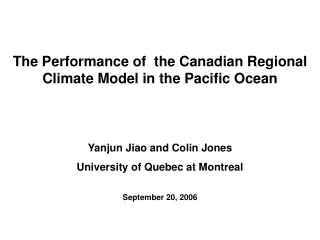 Yanjun Jiao and Colin Jones University of Quebec at Montreal September 20, 2006