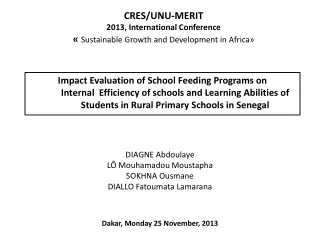 CRES/UNU-MERIT 2013, International Conference  «  Sustainable Growth and Development in Africa»