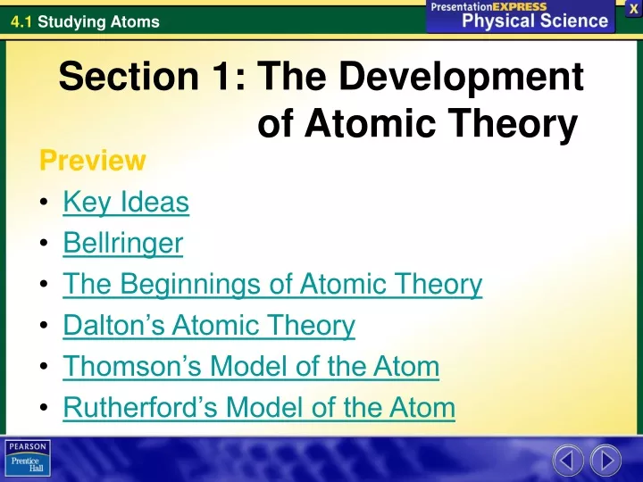 section 1 the development of atomic theory