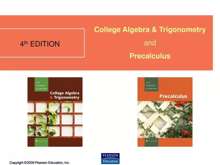 college algebra trigonometry and precalculus