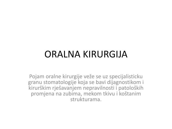 oralna kirurgija