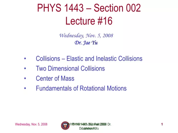 phys 1443 section 002 lecture 16