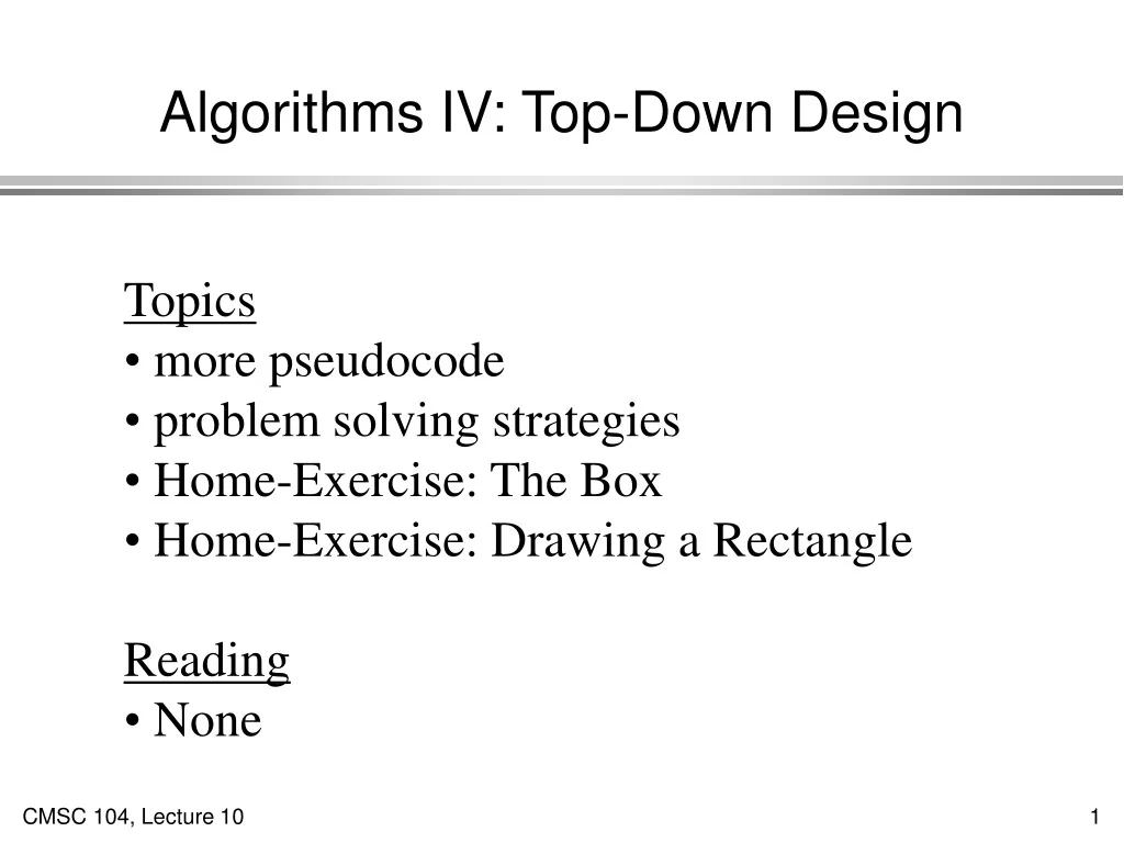 Top Down Design Example Python PPT - Top-Down Design Strategies: Problem Solving with Pseudocode ...