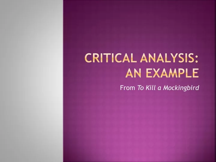 critical analysis an example