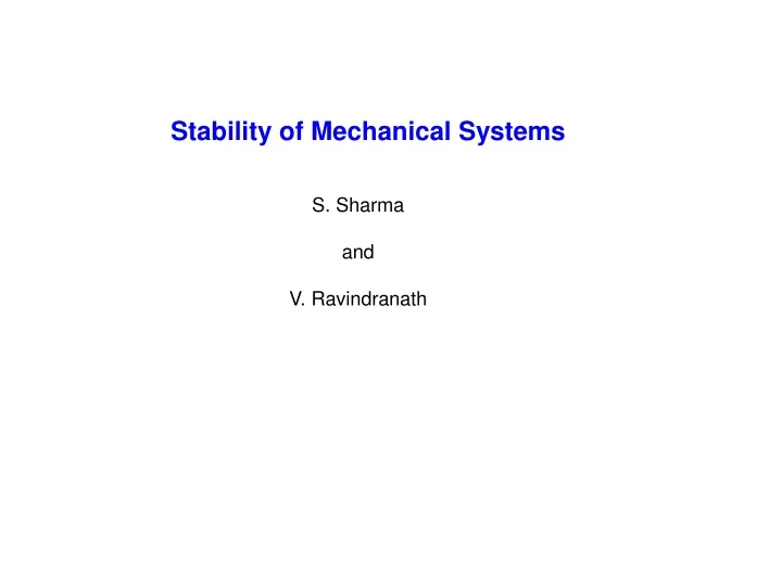 stability of mechanical systems