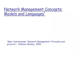 Network Management Concepts: Models and Languages *