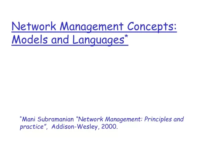 network management concepts models and languages