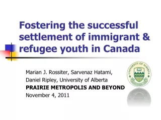 Fostering the successful settlement of immigrant &amp; refugee youth in Canada