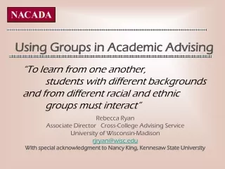 Using Groups in Academic Advising