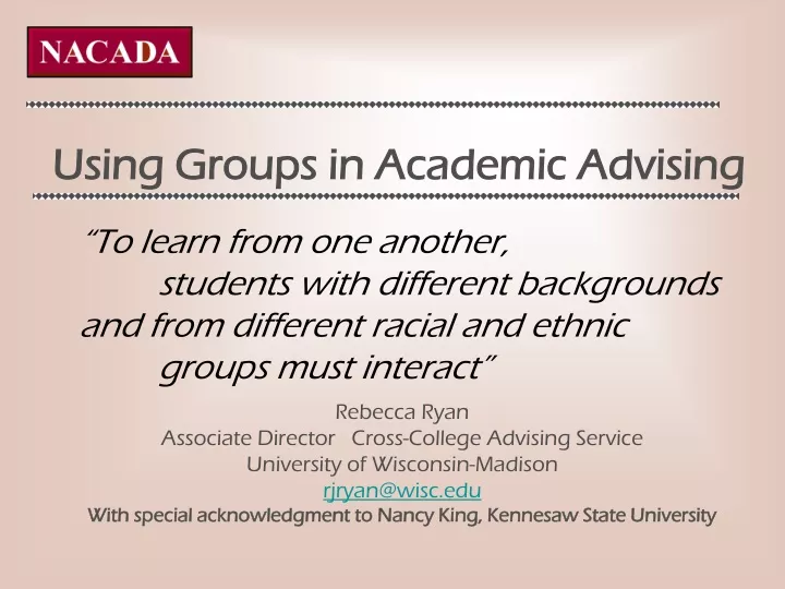 using groups in academic advising