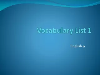 Vocabulary List 1