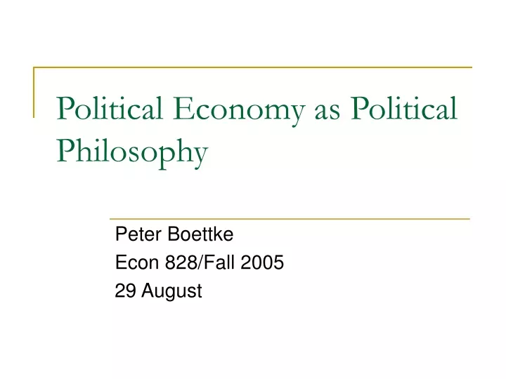 political economy as political philosophy