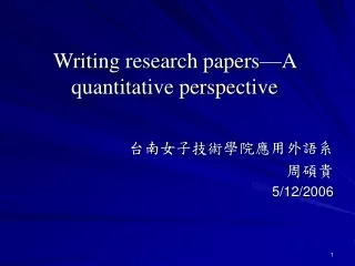 Writing research papers—A quantitative perspective