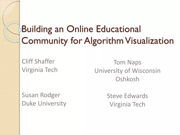 building an online educational community for algorithm visualization