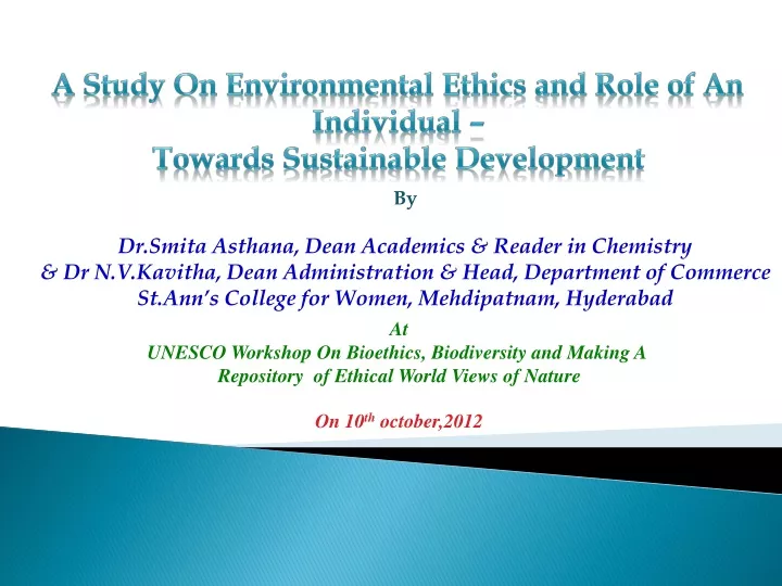 a study on environmental ethics and role