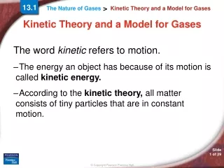 Kinetic Theory and a Model for Gases