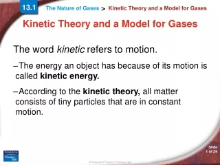 kinetic theory and a model for gases