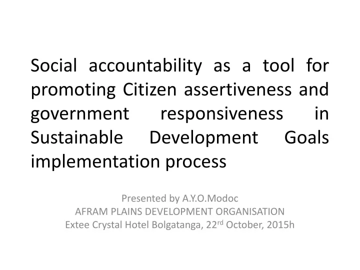 social accountability as a tool for promoting