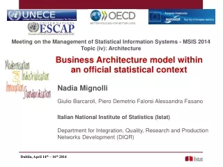 Business Architecture model within an official statistical context
