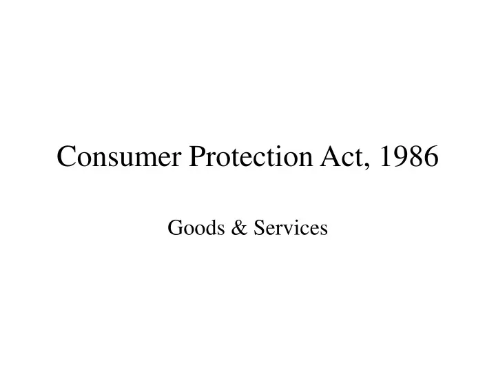 consumer protection act 1986