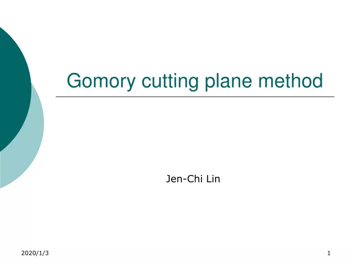 gomory cutting plane method