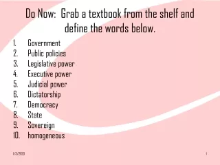 Do Now:  Grab a textbook from the shelf and define the words below.